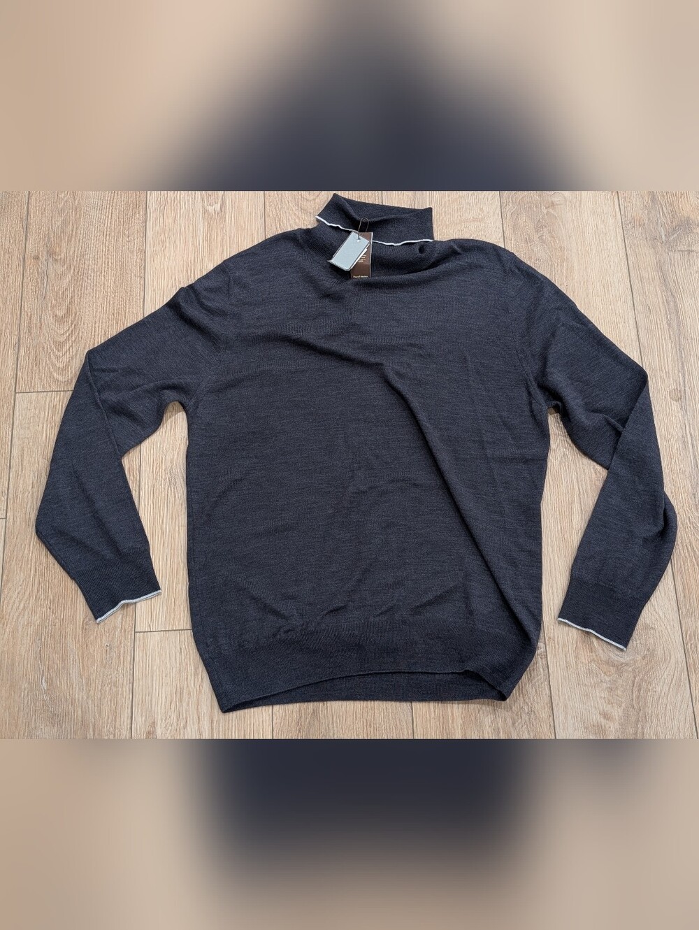 $495 Mens CANALI Wool Blend Turtleneck Sweater Charcoal 54 US 44